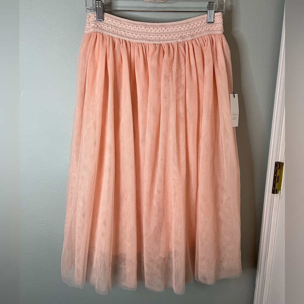 Active USA Soft Peach Layered Tulle A-Line Skirt